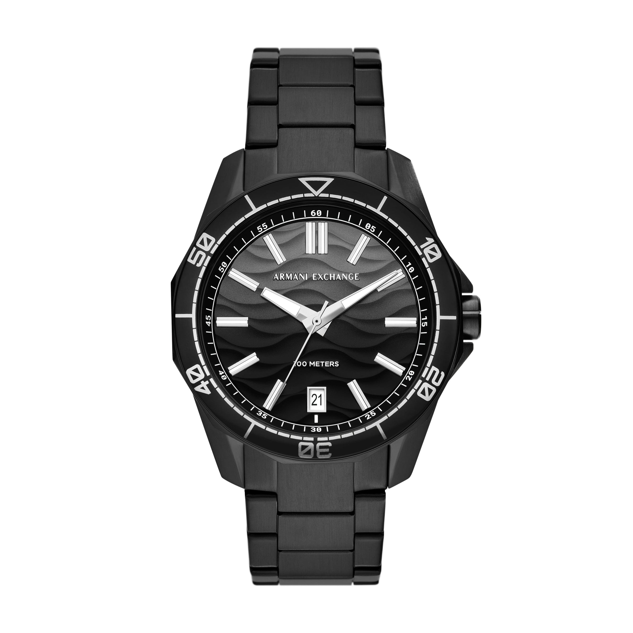 Armani Exchange Three-Hand Date Black Stainless Steel Watch AX1952 Watches Armani Exchange 