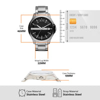 Armani Exchange Hampton Black Face Silver Band Watch - AX2103 Watches Armani Exchange 