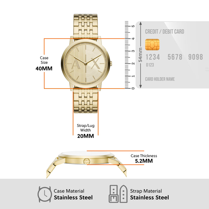 Armani Exchange Two-Hand Gold-Tone Stainless Steel Watch AX2871 Watches Armani Exchange 