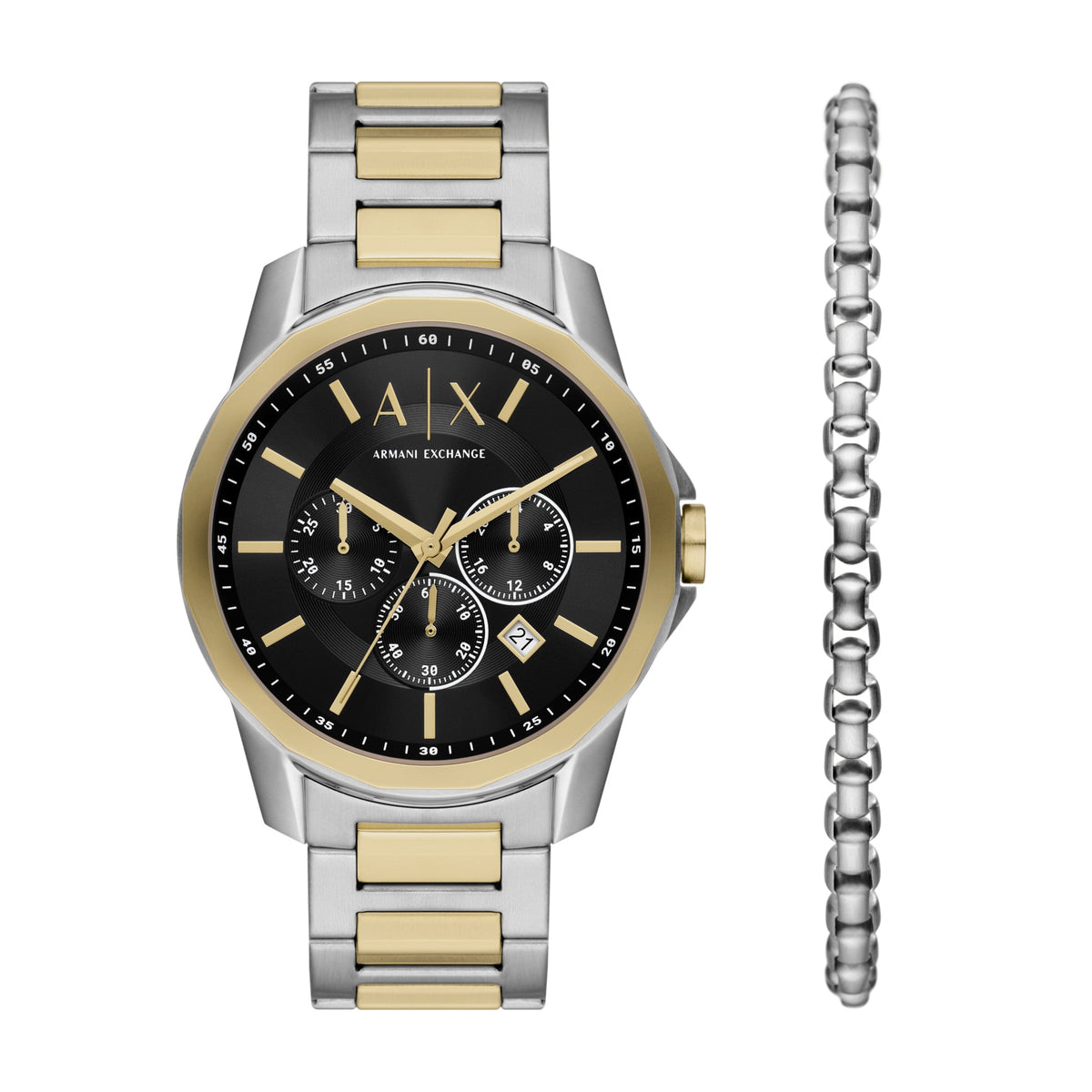 Armani Exchange Chronograph Two-Tone Stainless Steel Watch and Bracelet Set AX7148SET Watches Armani Exchange 