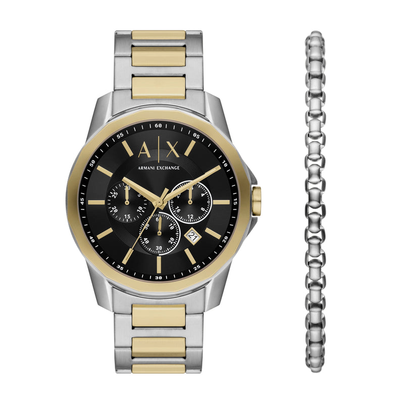 Armani Exchange Chronograph Two-Tone Stainless Steel Watch and Bracelet Set AX7148SET Watches Armani Exchange 