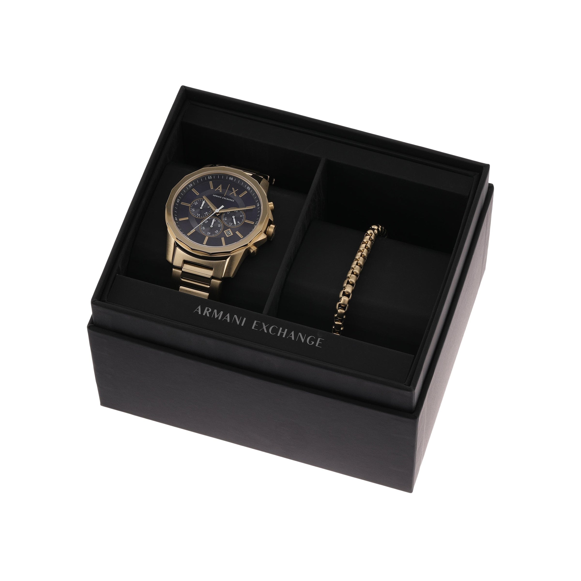 Armani Exchange Chronograph Gold-Tone Stainless Steel Watch and Bracelet Set AX7151SET Watches Armani Exchange 