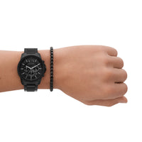 Armani Exchange Chronograph Black Stainless Steel Watch and Bracelet Set AX7153SET Watches Armani Exchange 