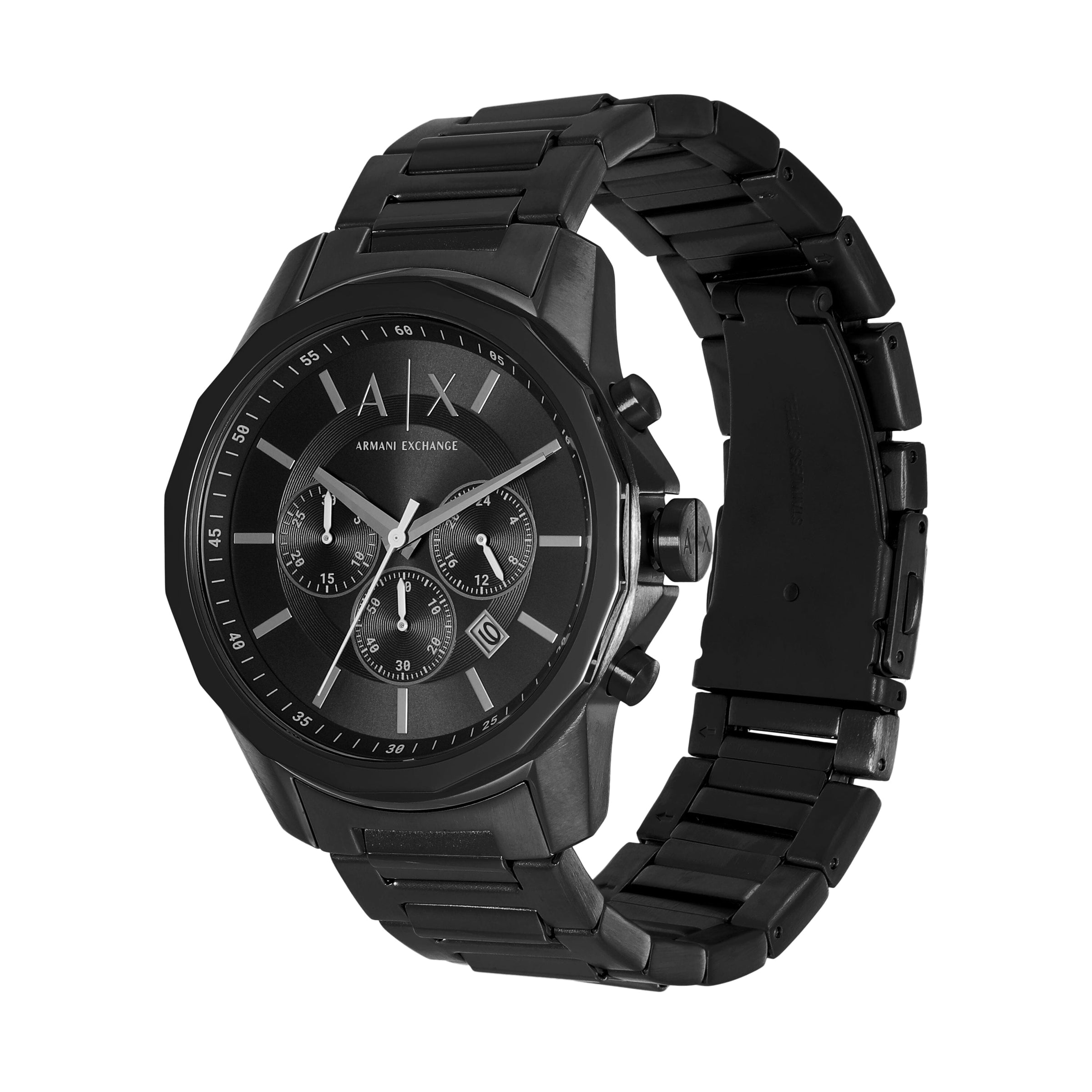 Armani Exchange Chronograph Black Stainless Steel Watch and Bracelet Set AX7153SET Watches Armani Exchange 