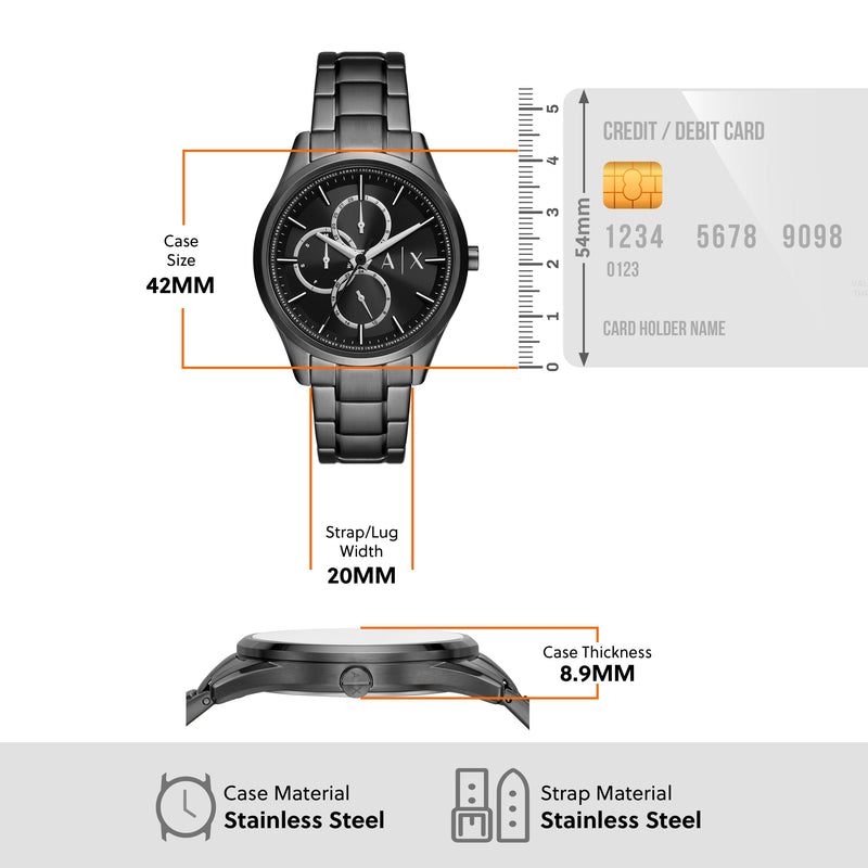 Armani Exchange Multifunction Black Stainless Steel Watch and Bracelet Set AX7154SET Watches Armani Exchange 