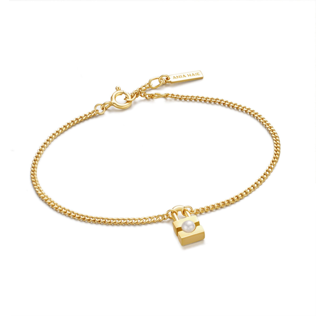 Ania Haie Gold Pearl Padlock Bracelet Bracelets Ania Haie 