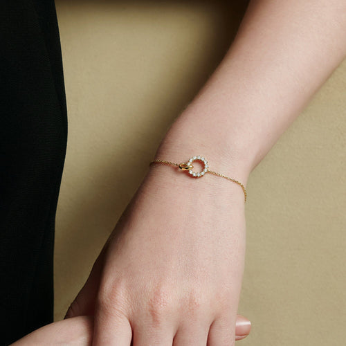 Ania Haie Gold Interlinked Circles Pave Bracelet Bracelets Ania Haie 