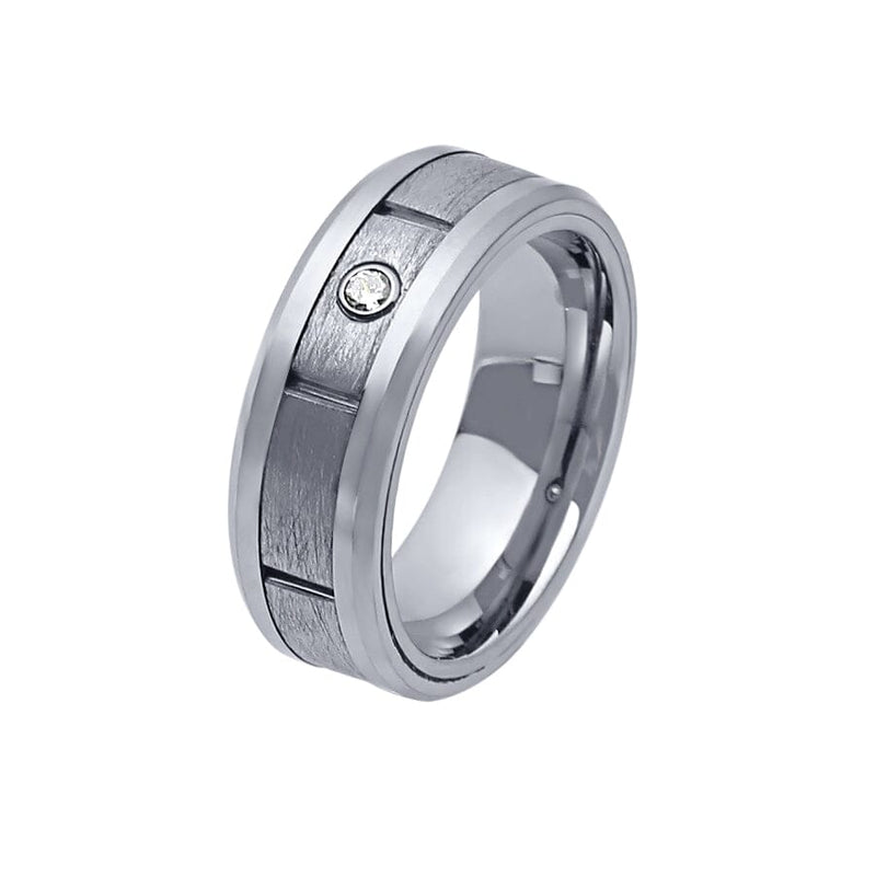 Stanton Made For Men Fancy Ring with 0.03ct of Laboratory Grown Diamonds in Tungsten Rings Bevilles 