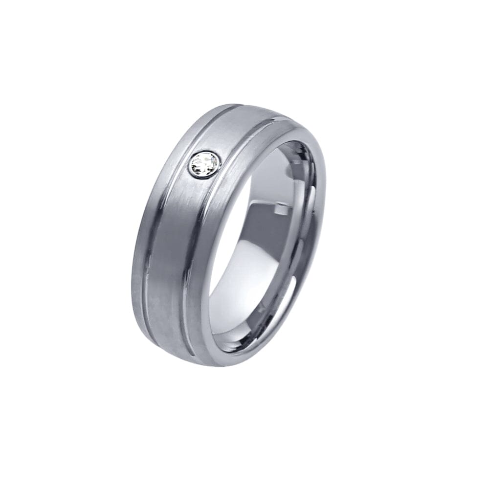 Stanton Made For Men Matte Finish Ring with 0.03ct of Laboratory Grown Diamonds in Tungsten Rings Bevilles 