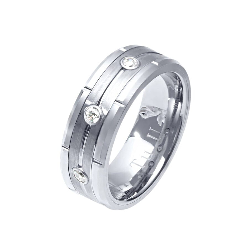 Stanton Made For Men Fancy Ring with 0.10ct of laboratory Grown Diamonds in Tungsten Rings Bevilles 