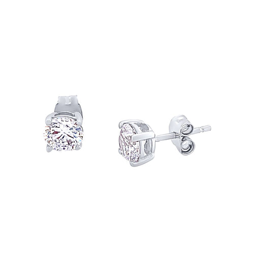 Cubic Zirconia 5mm Claw Stud Earrings in 9ct White Gold Earrings Bevilles 