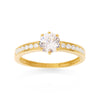 Solitaire Ring with Cubic Zirconia in 9ct Yellow Gold Rings Bevilles 