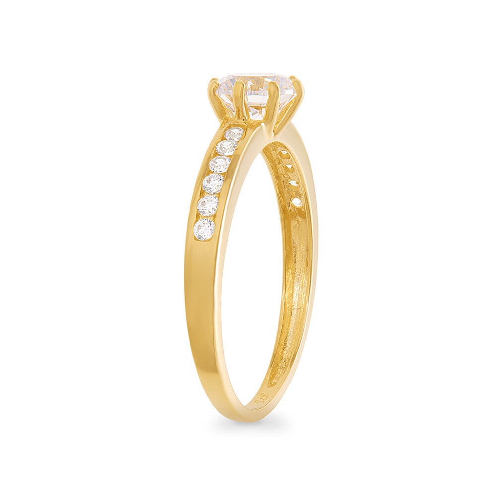 Solitaire Ring with Cubic Zirconia in 9ct Yellow Gold Rings Bevilles 