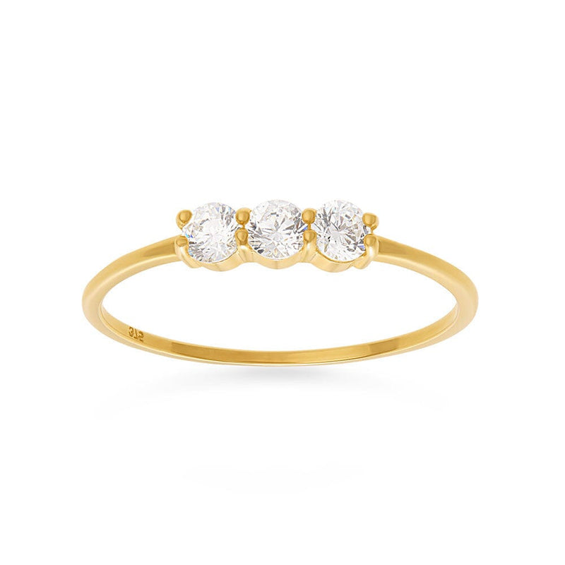 3 Stone Row Ring with Cubic Zirconia in 9ct Yellow Gold Rings Bevilles 