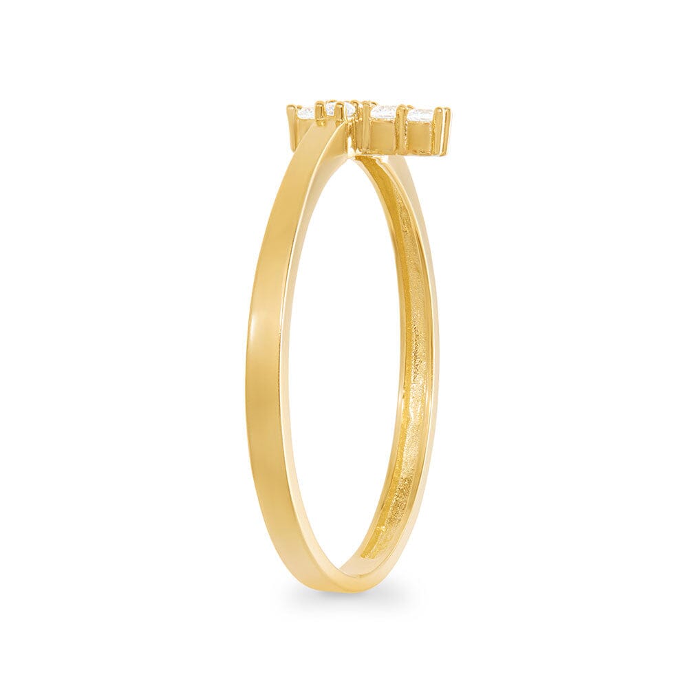 Cross Ring with Cubic Zirconia in 9ct Yellow Gold Rings Bevilles 