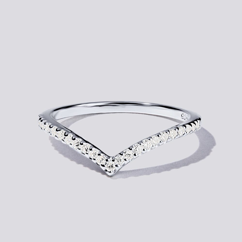 Sterling Silver Cubic Zirconia Chevron Ring Rings Bevilles 