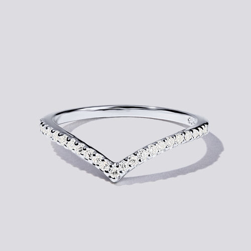 Sterling Silver Cubic Zirconia Chevron Ring Rings Bevilles 