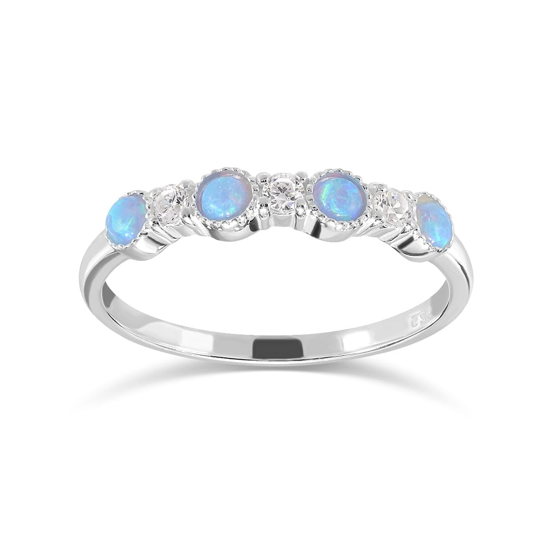 Synthetic Opal and Cubic Zirconia Ring in Sterling Silver Rings Bevilles 