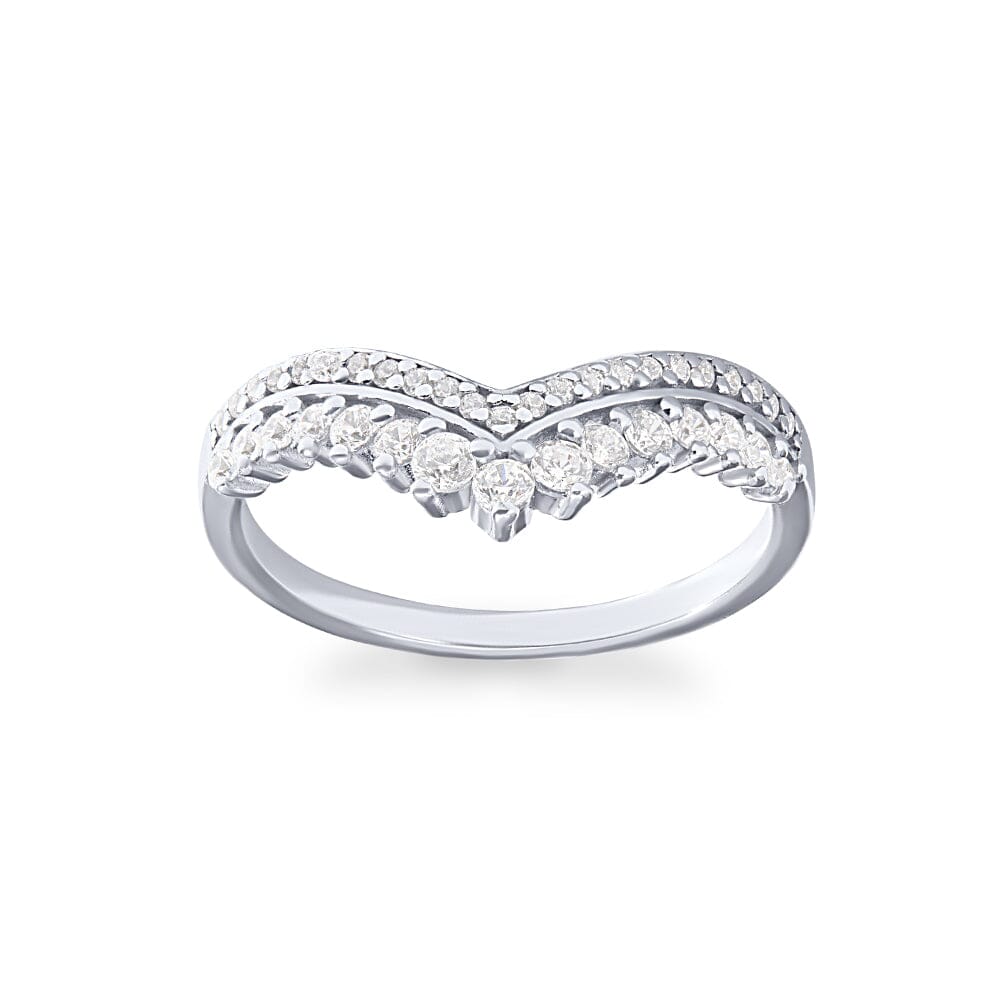 V Channel Ring with Cubic Zirconia in Sterling Silver Rings Bevilles 