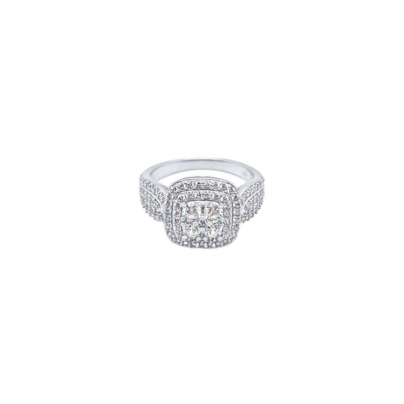 Square Shaped Cluster Ring with Cubic Zirconia in Sterling Silver Rings Bevilles 