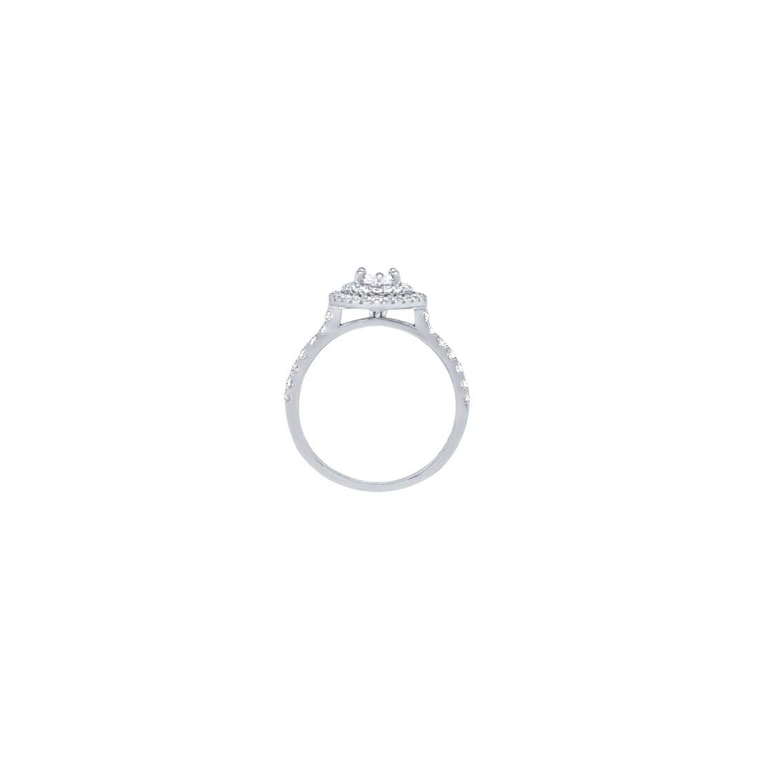 Pear Shaped Double Halo Ring with Cubic Zirconia in Sterling Silver Rings Bevilles 