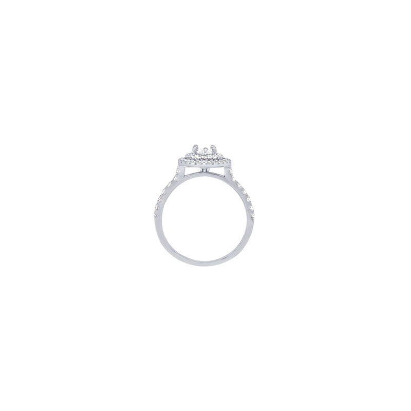 Pear Shaped Double Halo Ring with Cubic Zirconia in Sterling Silver Rings Bevilles 