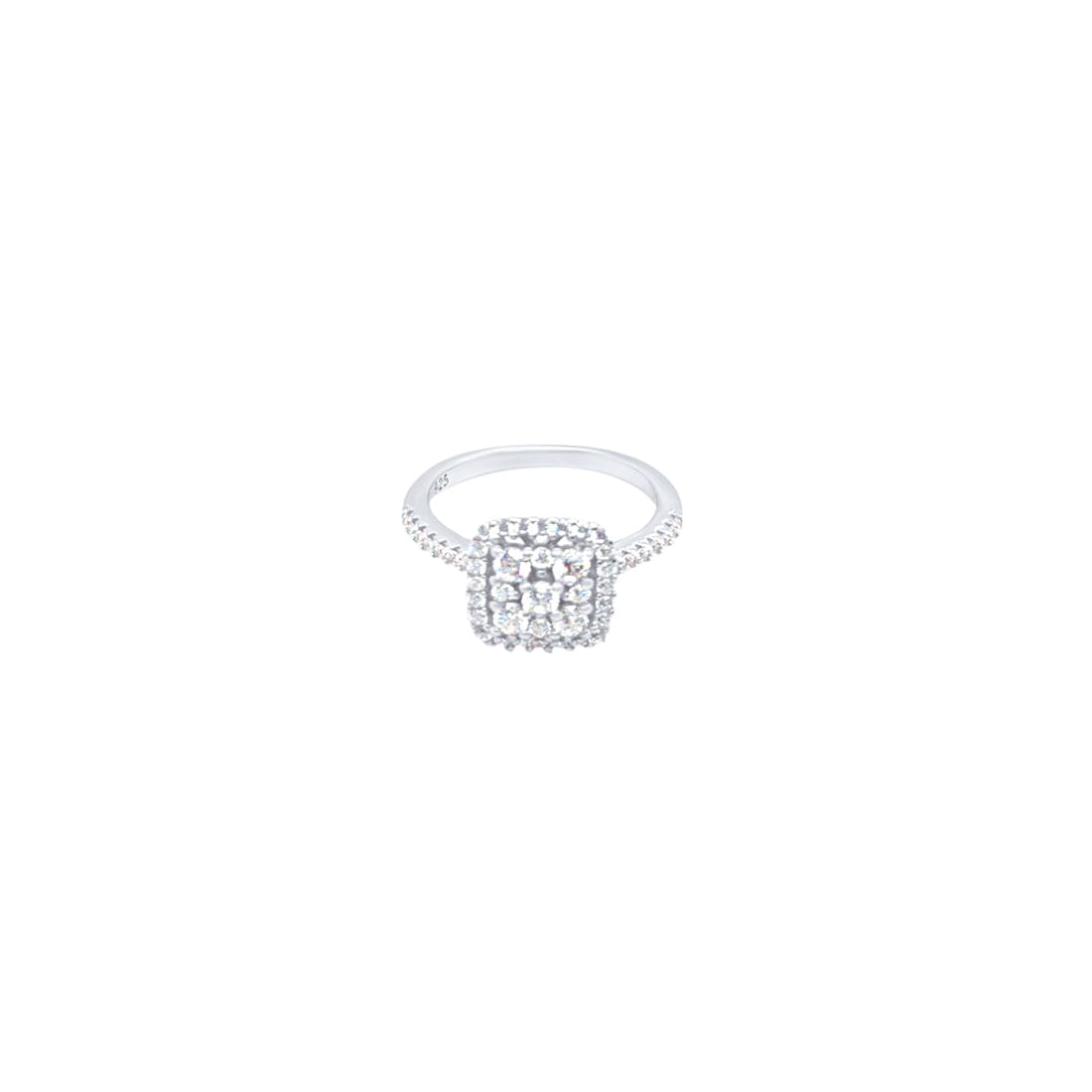 Halo Cushion Shaped Ring with Cubic Zirconia in Sterling Silver Rings Bevilles 