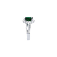 Dark Green Cushion Shaped Ring with Cubic Zirconia in Sterling Silver Rings Bevilles 