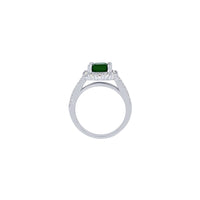 Dark Green Cushion Shaped Ring with Cubic Zirconia in Sterling Silver Rings Bevilles 