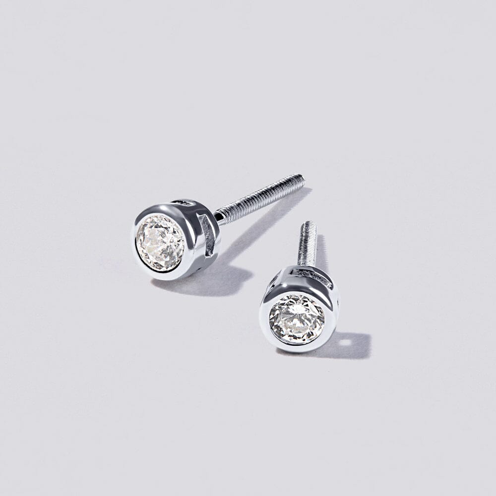 2mm Children's Sterling Silver Mini Cubic Zirconia Bezel Earrings Earrings Bevilles 