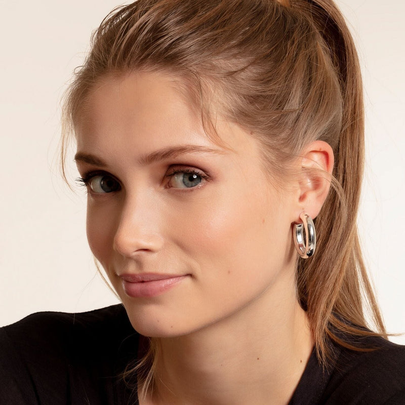 THOMAS SABO Chunky Hoop Earrings Medium Silver Earrings Thomas Sabo 