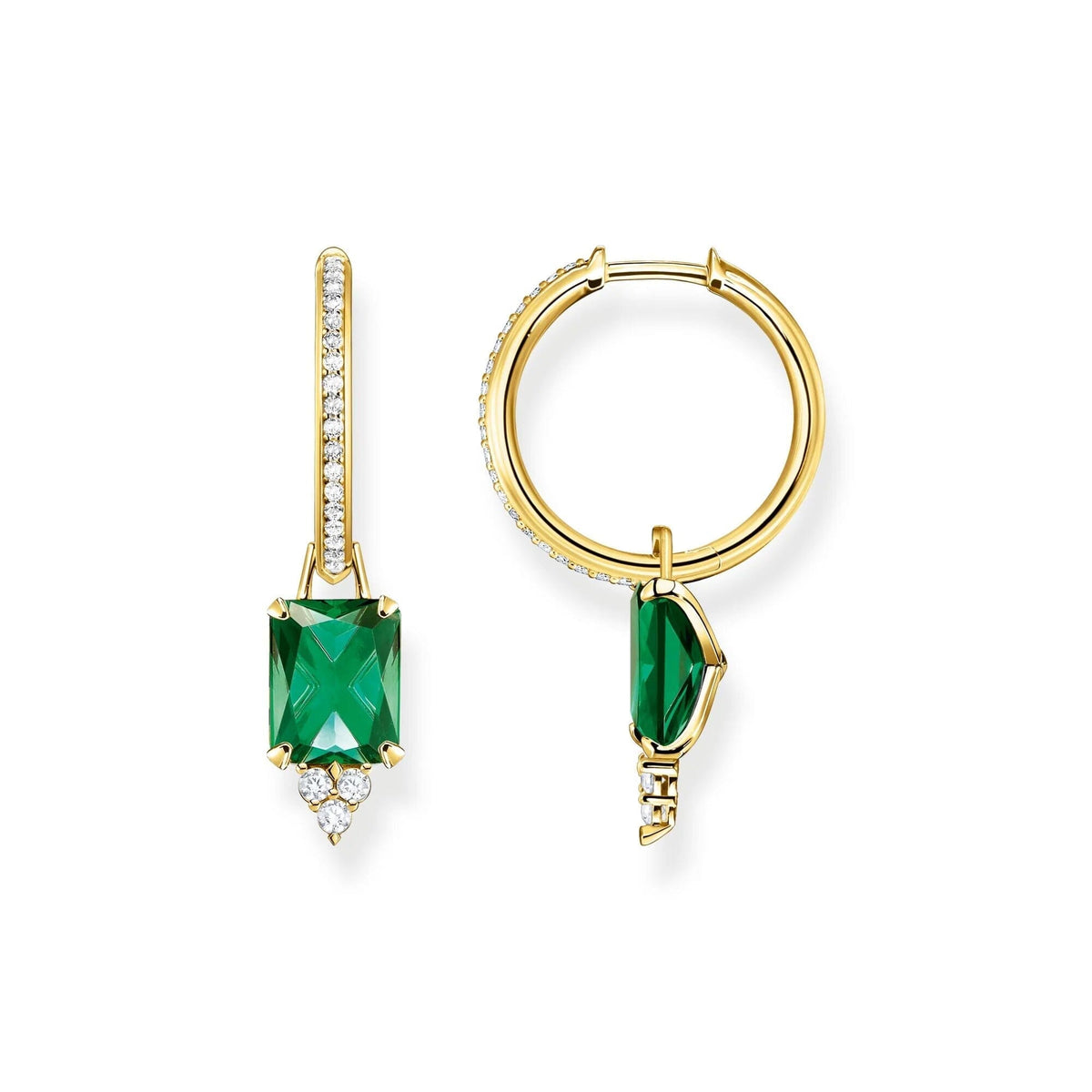 THOMAS SABO Heritage Green Stone Gold Hoop Earrings Earrings Thomas Sabo 
