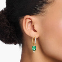 THOMAS SABO Heritage Green Stone Gold Hoop Earrings Earrings Thomas Sabo 