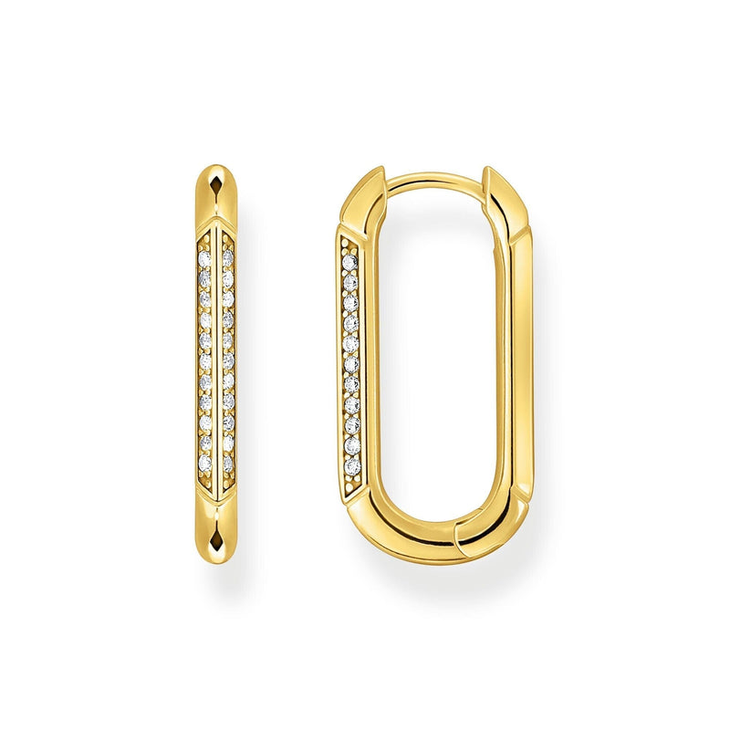 THOMAS SABO Golden Hoop Earrings with White Zirconia Earrings Thomas Sabo 
