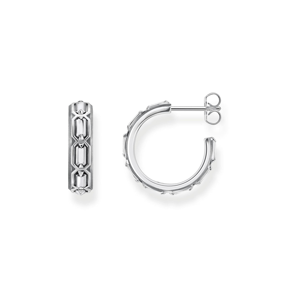 THOMAS SABO Hoop Earrings Crocodile Shell Structure Silver Blackened Earrings Thomas Sabo 