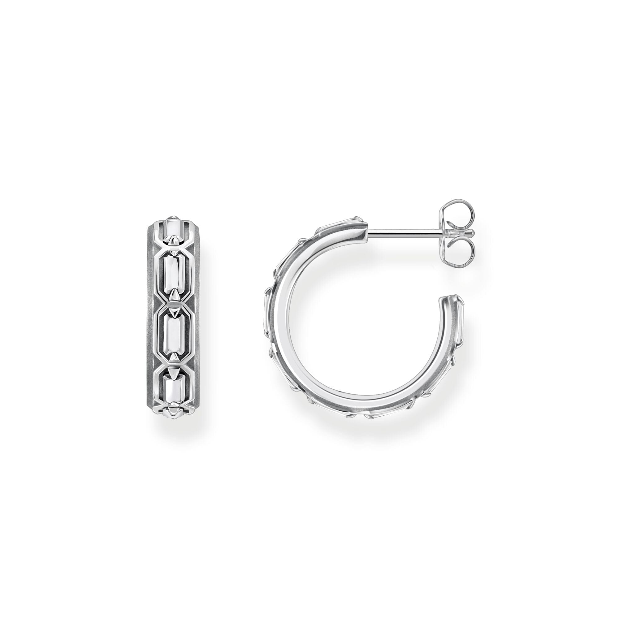 THOMAS SABO Hoop Earrings Crocodile Shell Structure Silver Blackened Earrings Thomas Sabo 
