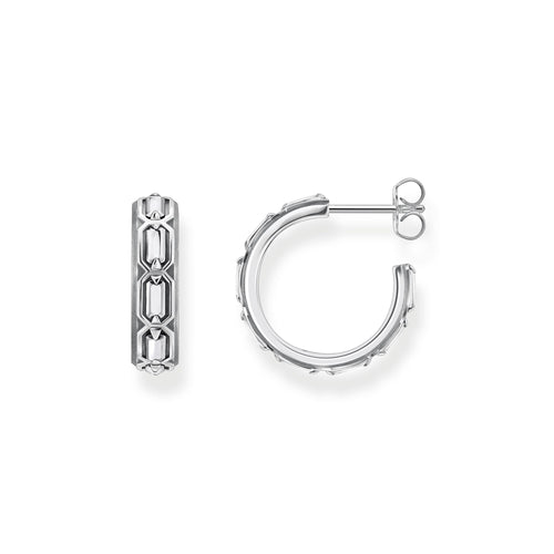 THOMAS SABO Hoop Earrings Crocodile Shell Structure Silver Blackened Earrings Thomas Sabo 