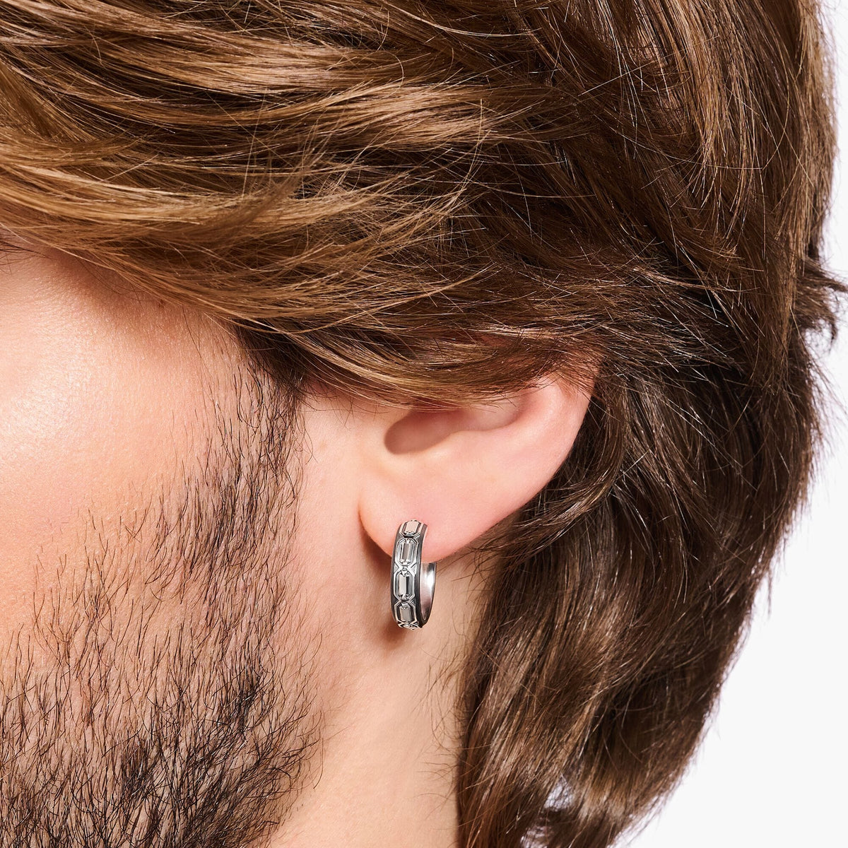 THOMAS SABO Hoop Earrings Crocodile Shell Structure Silver Blackened Earrings Thomas Sabo 