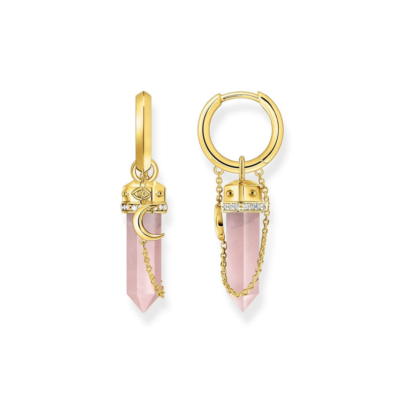 THOMAS SABO Crystal Hoop EarRingss with Rose Quartz Gold Hoop Earrings THOMAS SABO 