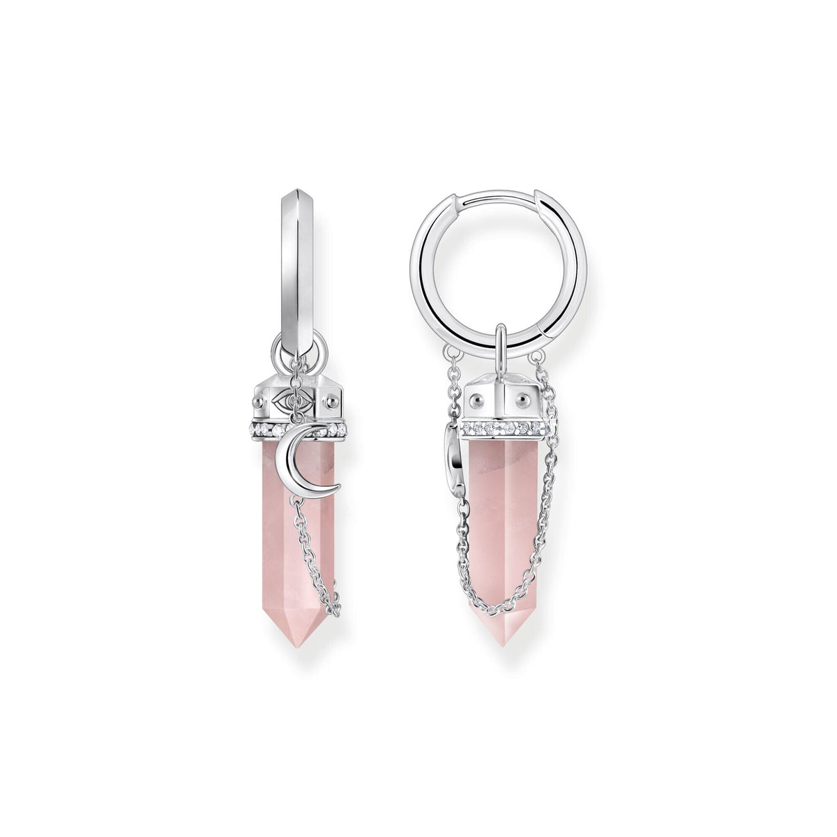 THOMAS SABO Crystal Hoop EarRingss with Rose Quartz Silver Hoop Earrings THOMAS SABO 