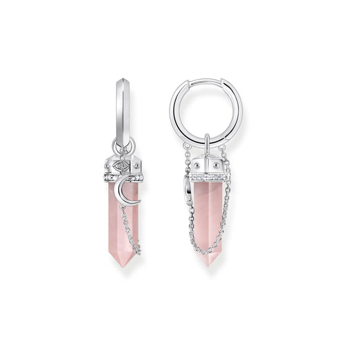 THOMAS SABO Crystal Hoop EarRingss with Rose Quartz Silver Hoop Earrings THOMAS SABO 