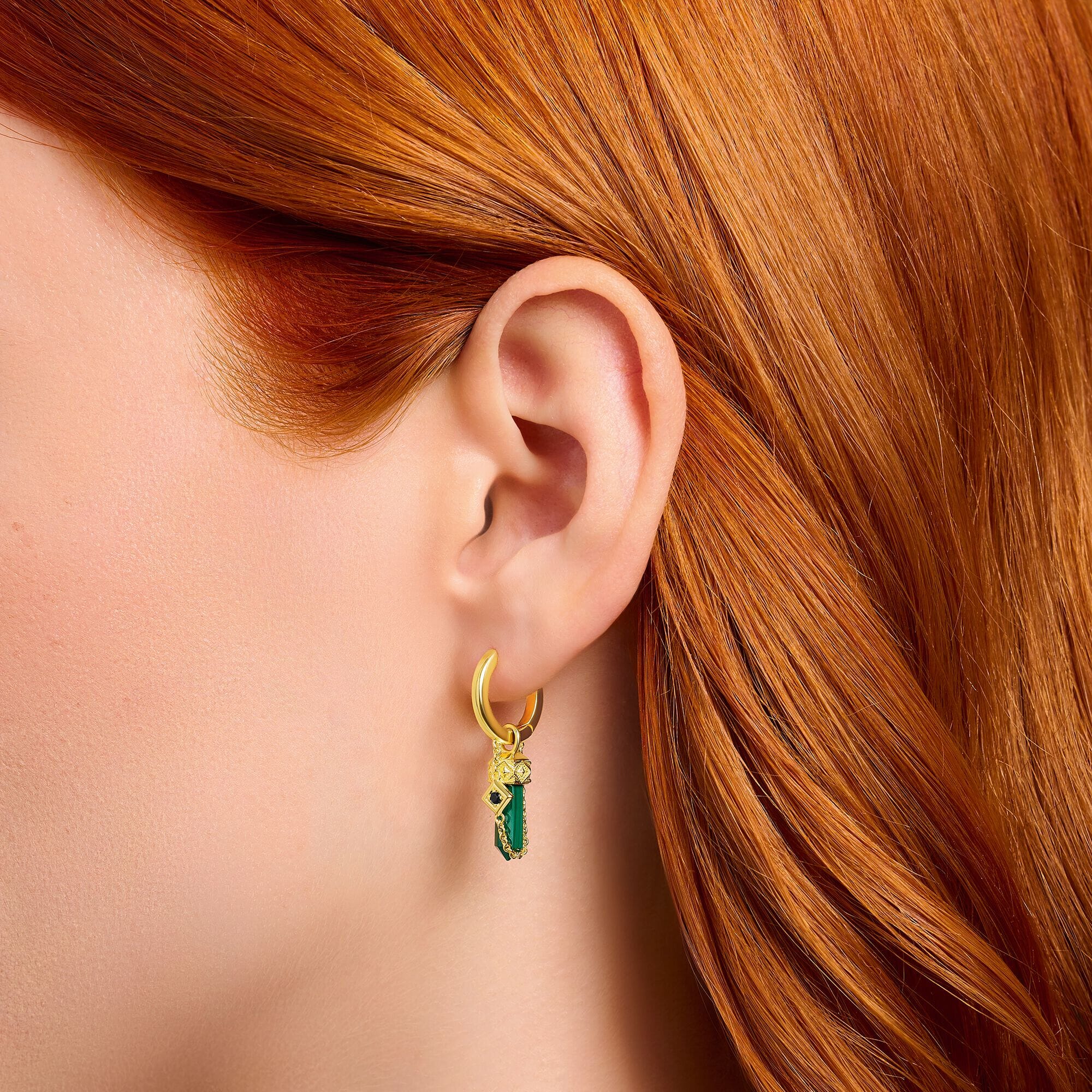 THOMAS SABO Single Crystal Hoop EarRings with Malachite Hoop Earrings THOMAS SABO 