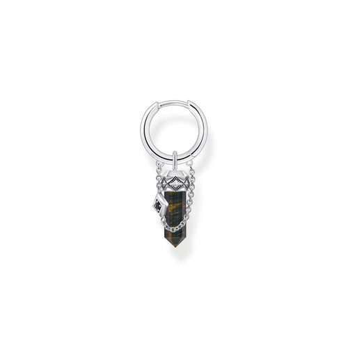 THOMAS SABO Crystal Single Hoop EarRings with Golden Blue Tiger's Eye Hoop Earrings THOMAS SABO 