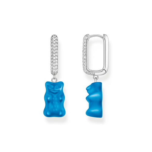 THOMAS SABO Single hoop earring medium sized with blue goldbears Earrings THOMAS SABO 