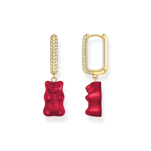 THOMAS SABO Single hoop earring medium sized with red goldbears Earrings THOMAS SABO 