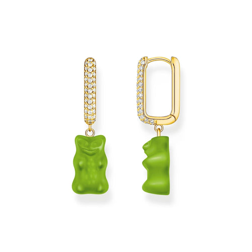 THOMAS SABO Single hoop earring medium sized with green goldbears Earrings THOMAS SABO 