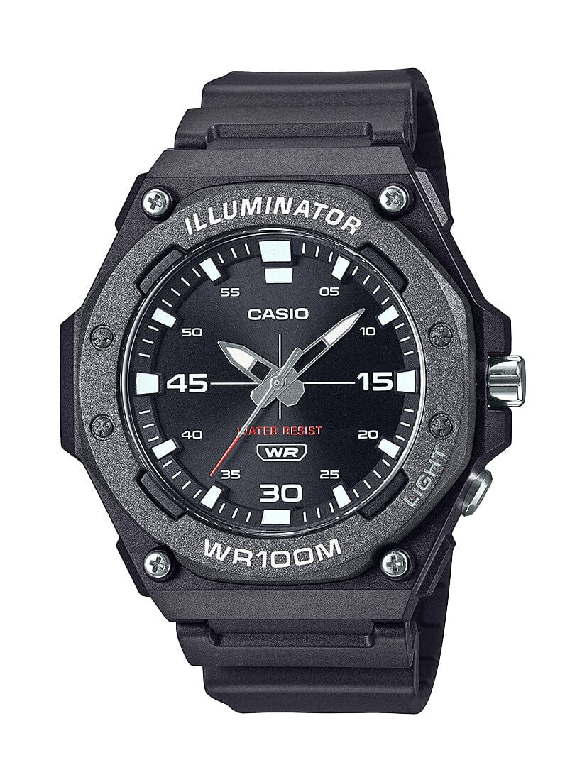 Casio Ana Heavy Duty Led Light 100M Water Resistant Water Resistant Black Face And Resin Band MW620H-1A Watches Casio 