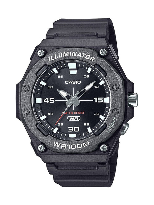 Casio Ana Heavy Duty Led Light 100M Water Resistant Water Resistant Black Face And Resin Band MW620H-1A Watches Casio 