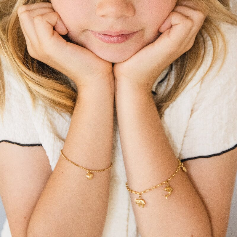 16cm Animal Charm Bracelet in 9kt Yellow Bonded Gold Bracelets Bevilles 