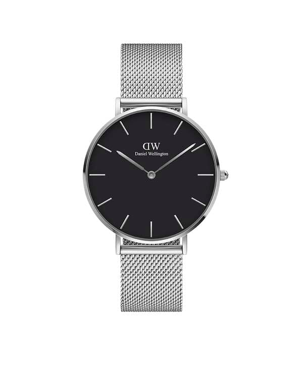Daniel Wellington Petite 36 Sterling Silver & Black Watch Watches Daniel Wellington 